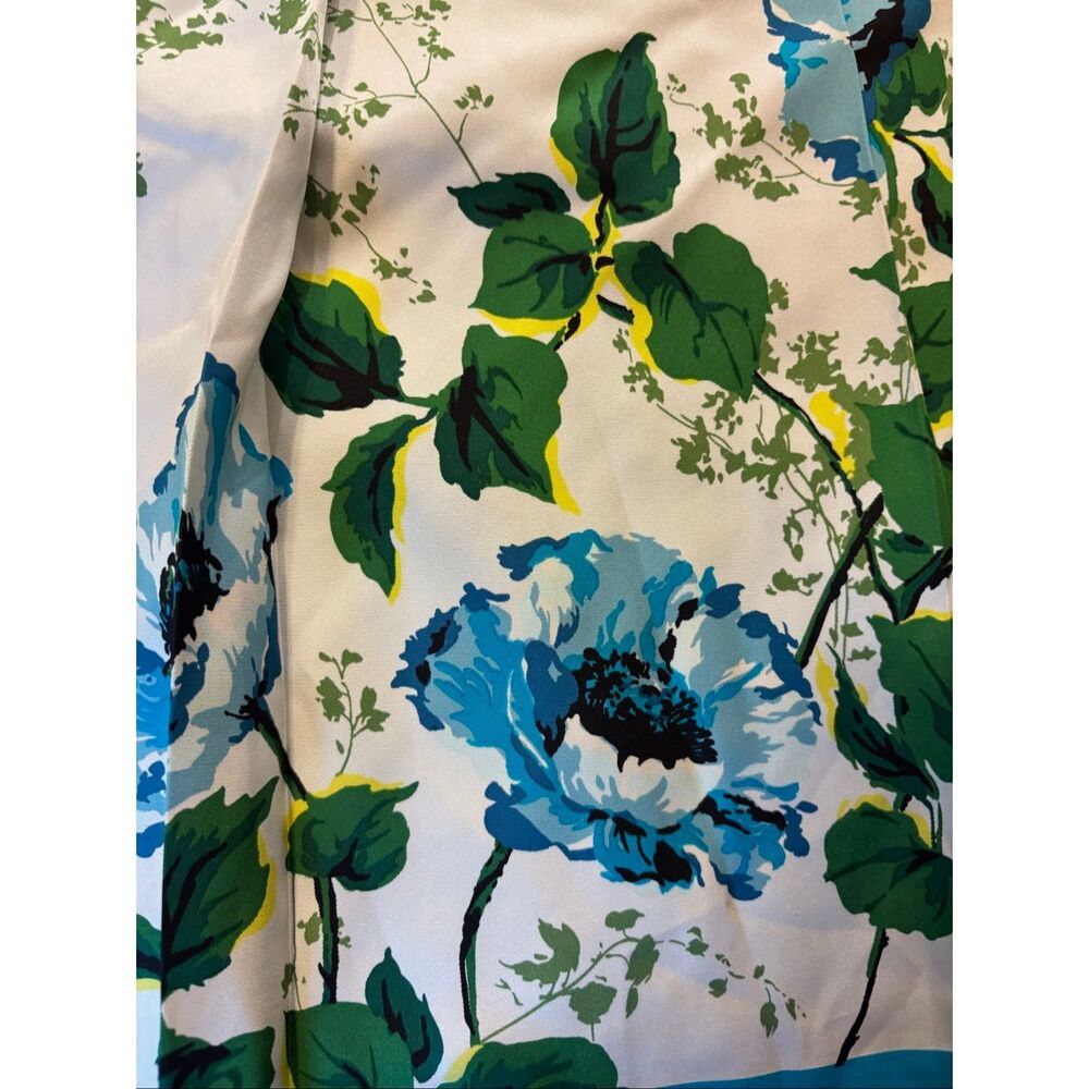 Banana Republic silk pleated skirt 10 blue floral - Picture 6 of 6